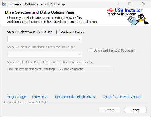 Universal USB Installer для записи