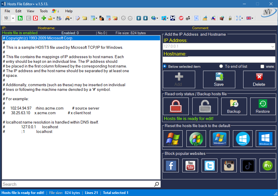 Hosts File Editor скачать бесплатно