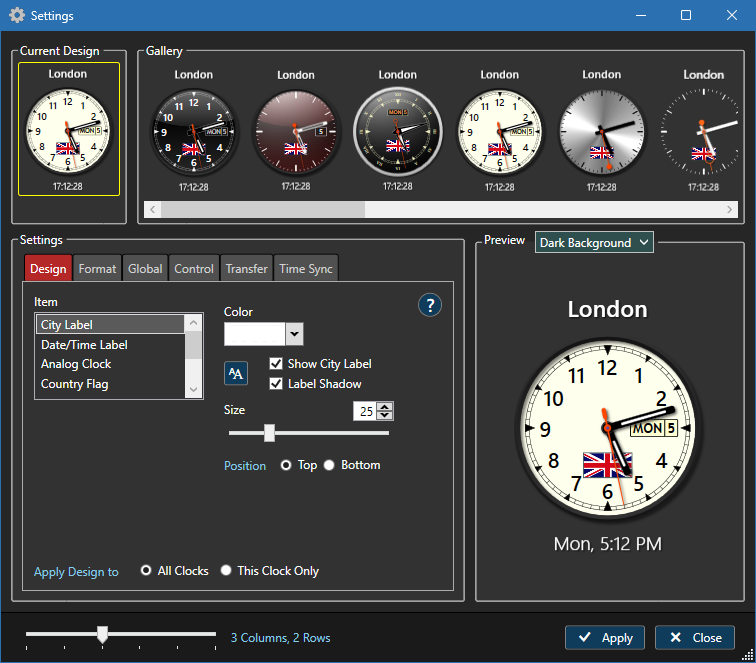 Sharp World Clock настройки