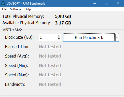 Vovsoft RAM Benchmark скриншот