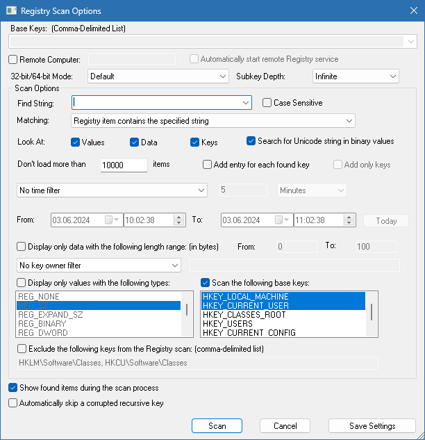 NirSoft RegScanner