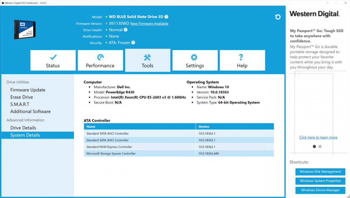 WD SSD Dashboard скачать бесплатно