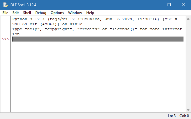 Python IDLE Shell
