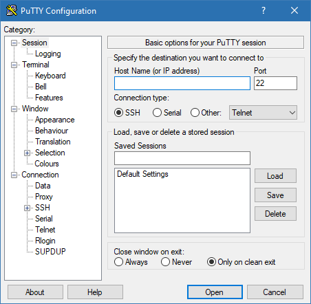 PuTTY for Windows