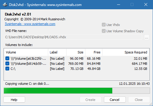 Disk2vhd от sysinternals