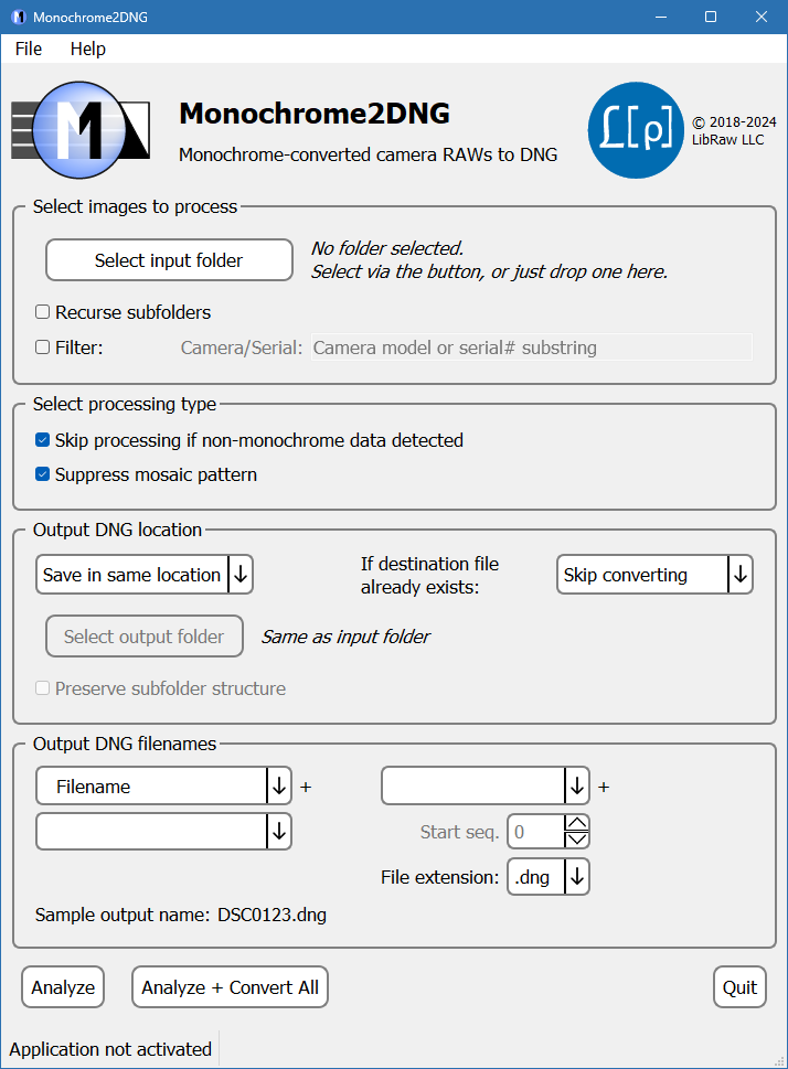 LibRaw Monochrome2DNG с кряком для Windows