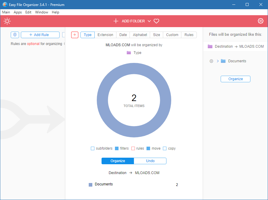 Easy File Organizer для Windows