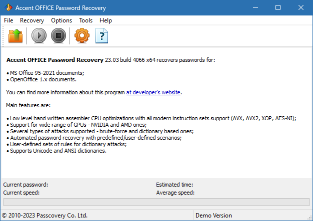 Accent OFFICE Password Recovery для Windows