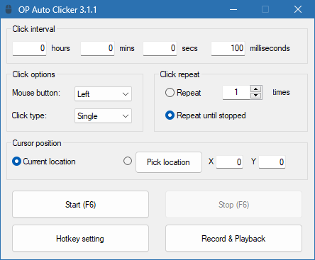 OP Auto Clicker для Windows скачать