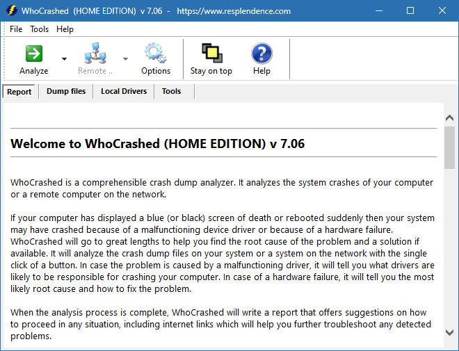 WhoCrashed для Windows