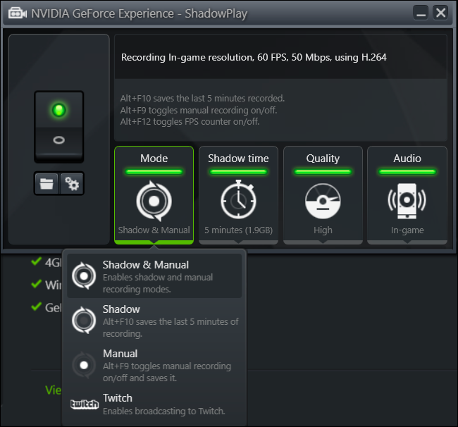Nvidia ShadowPlay для Windows