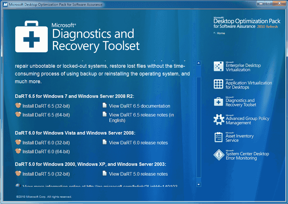 Microsoft DaRT скачать