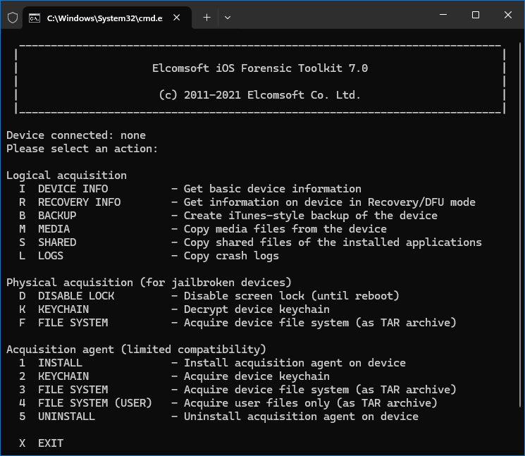 ElcomSoft iOS Forensic Toolkit crack