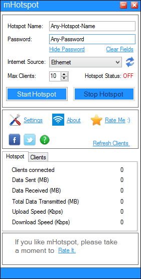 mHotspot для Windows