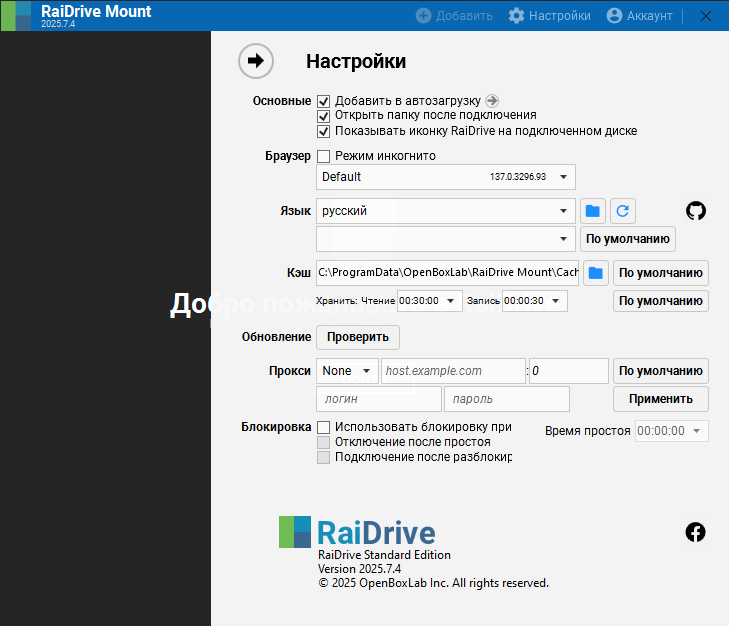 RaiDrive для Windows