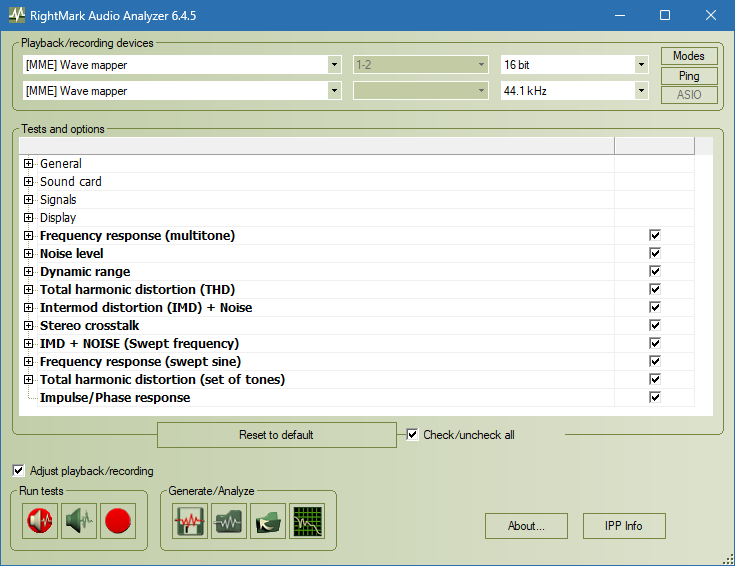 RightMark Audio Analyzer для Windows