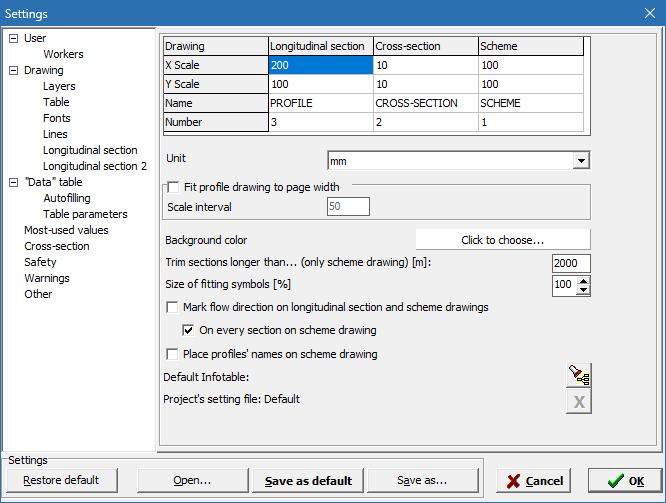 Drafter настройки