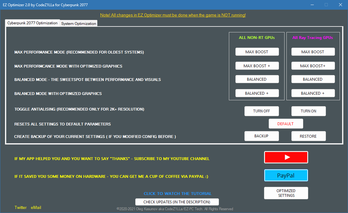 EZ Optimizer for Cyberpunk 2077 для Windows