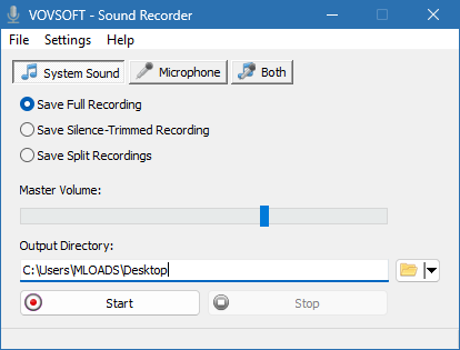 VovSoft Sound Recorder для Windows