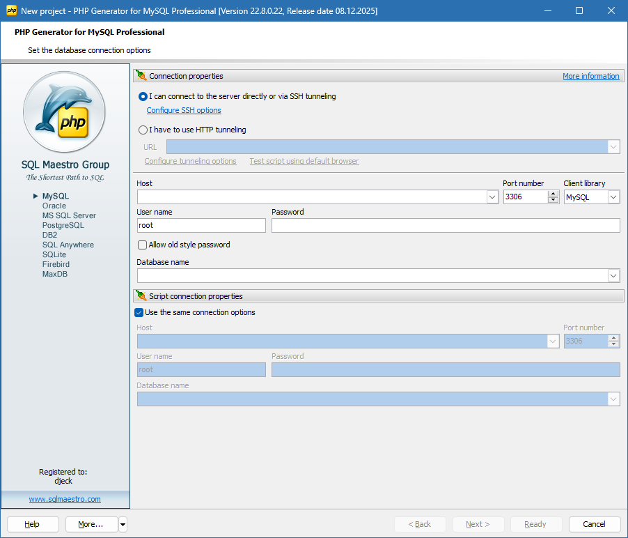 PHP Generator for MySQL для Windows