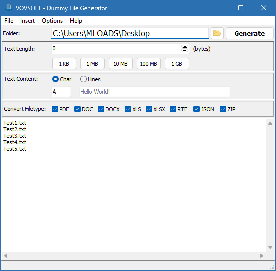 Dummy File Generator для Windows