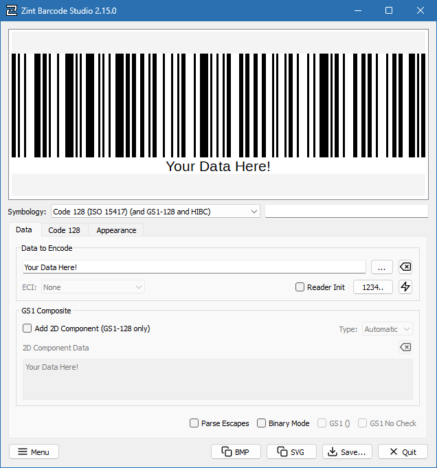 Zint Barcode Studio для Windows