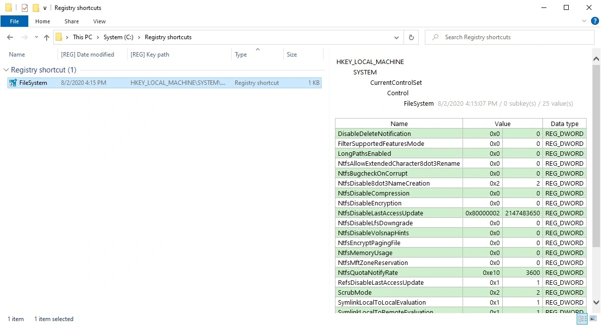 Registry Shortcuts для Windows