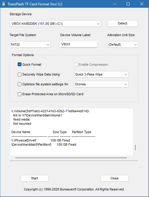 TransFlash TF Format Tool для Windows